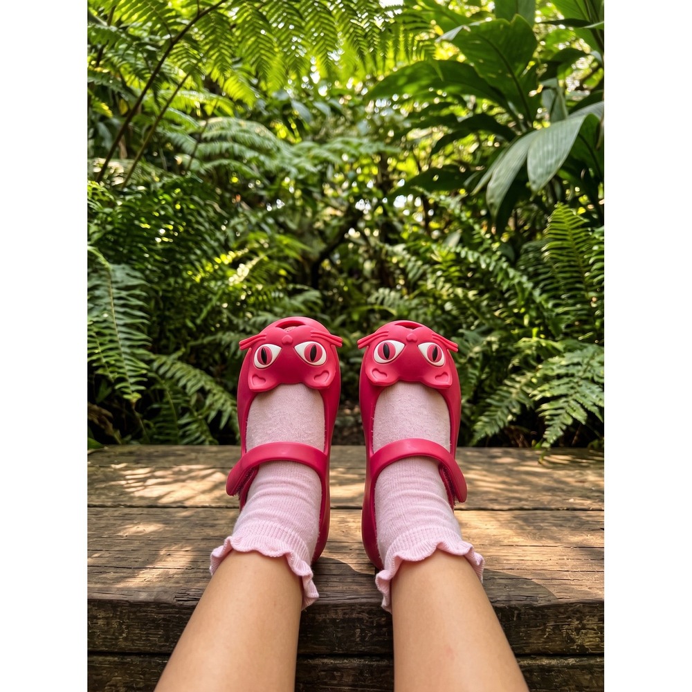Mini Melissa Ultragirl Cat Pink Melflex Jelly Mary Jane Flats Size 7